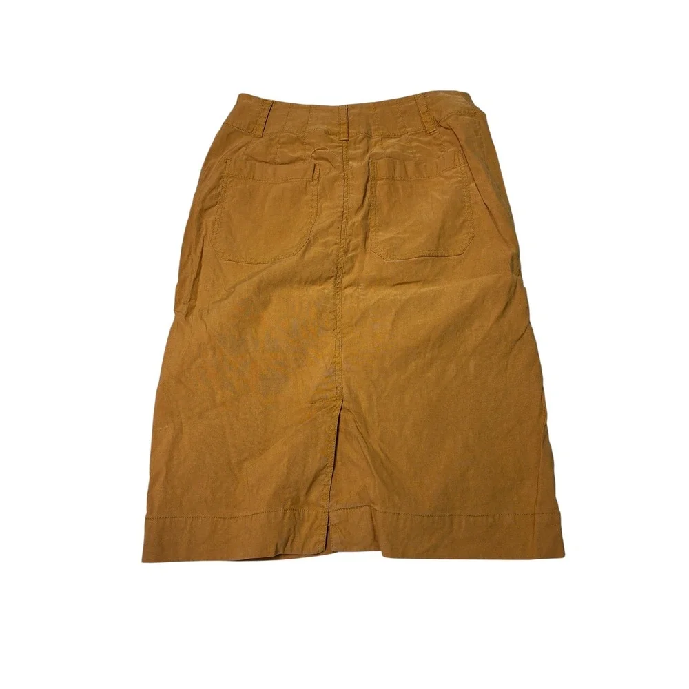 Maeve Anthropologie Mustard Yellow Utility Midi Pencil Skirt Womens XS W26‎ L23